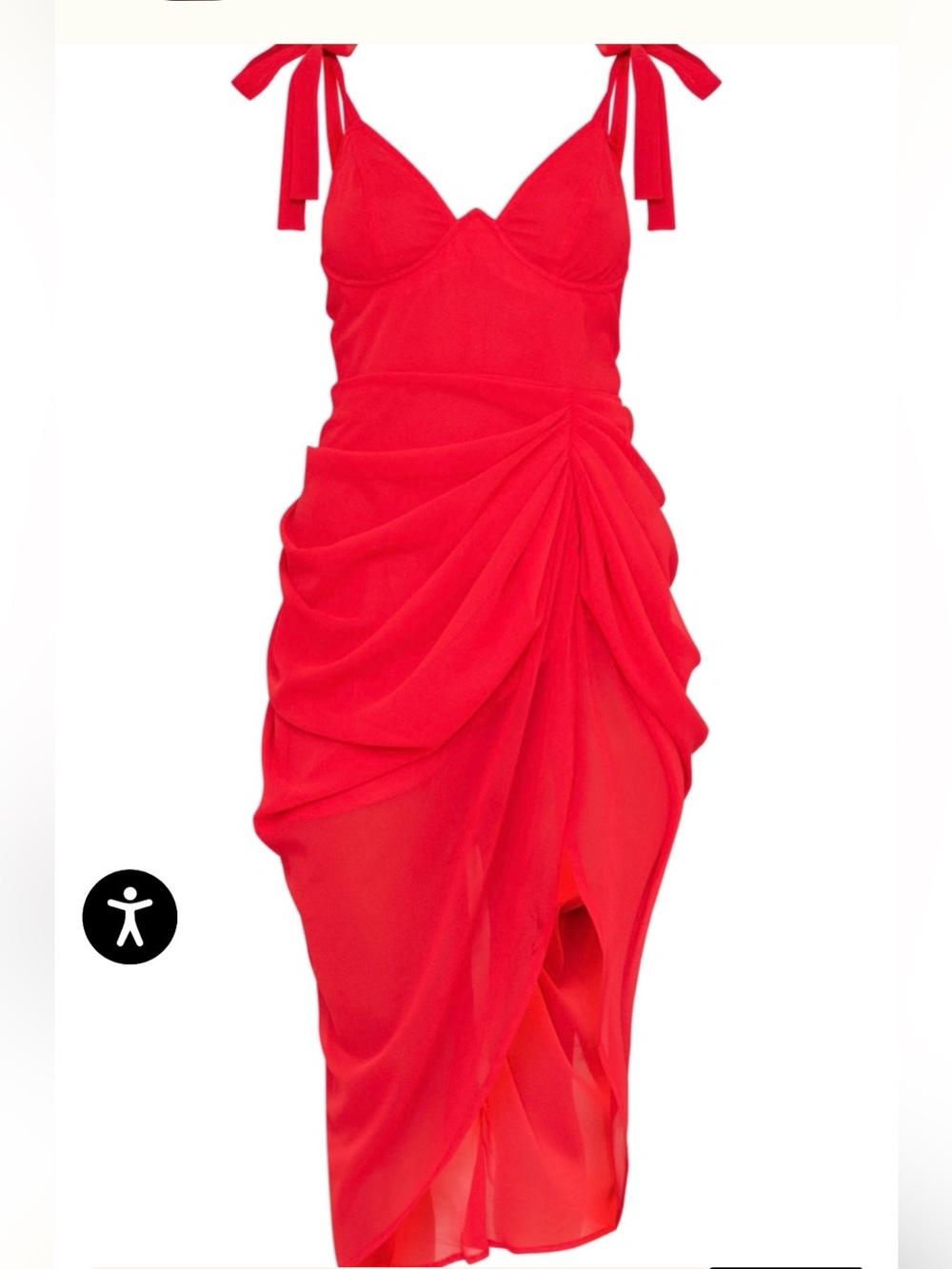 Prettylittlethings underwire detail draped midi dress in red
